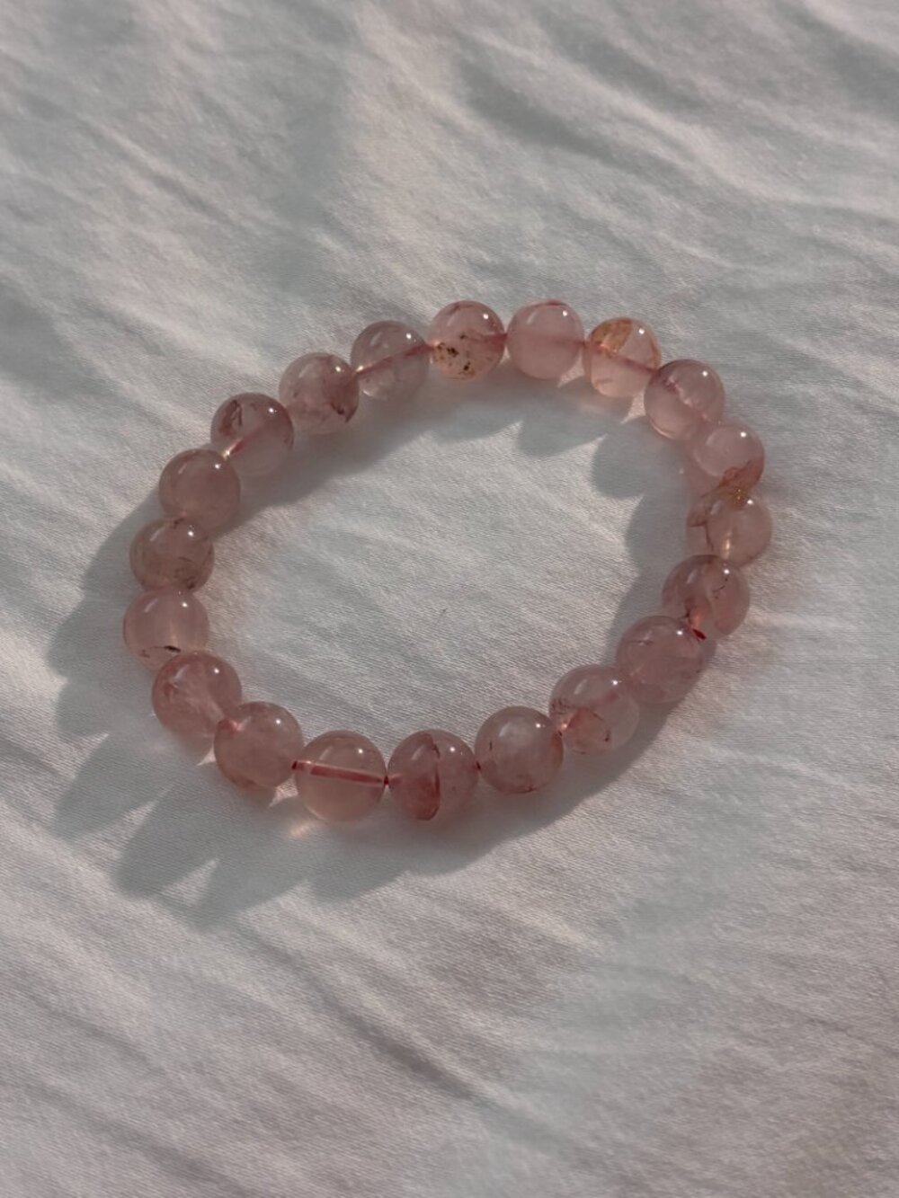 Brand New Rose Pink Quartz Beaded Crystal Bracelet
